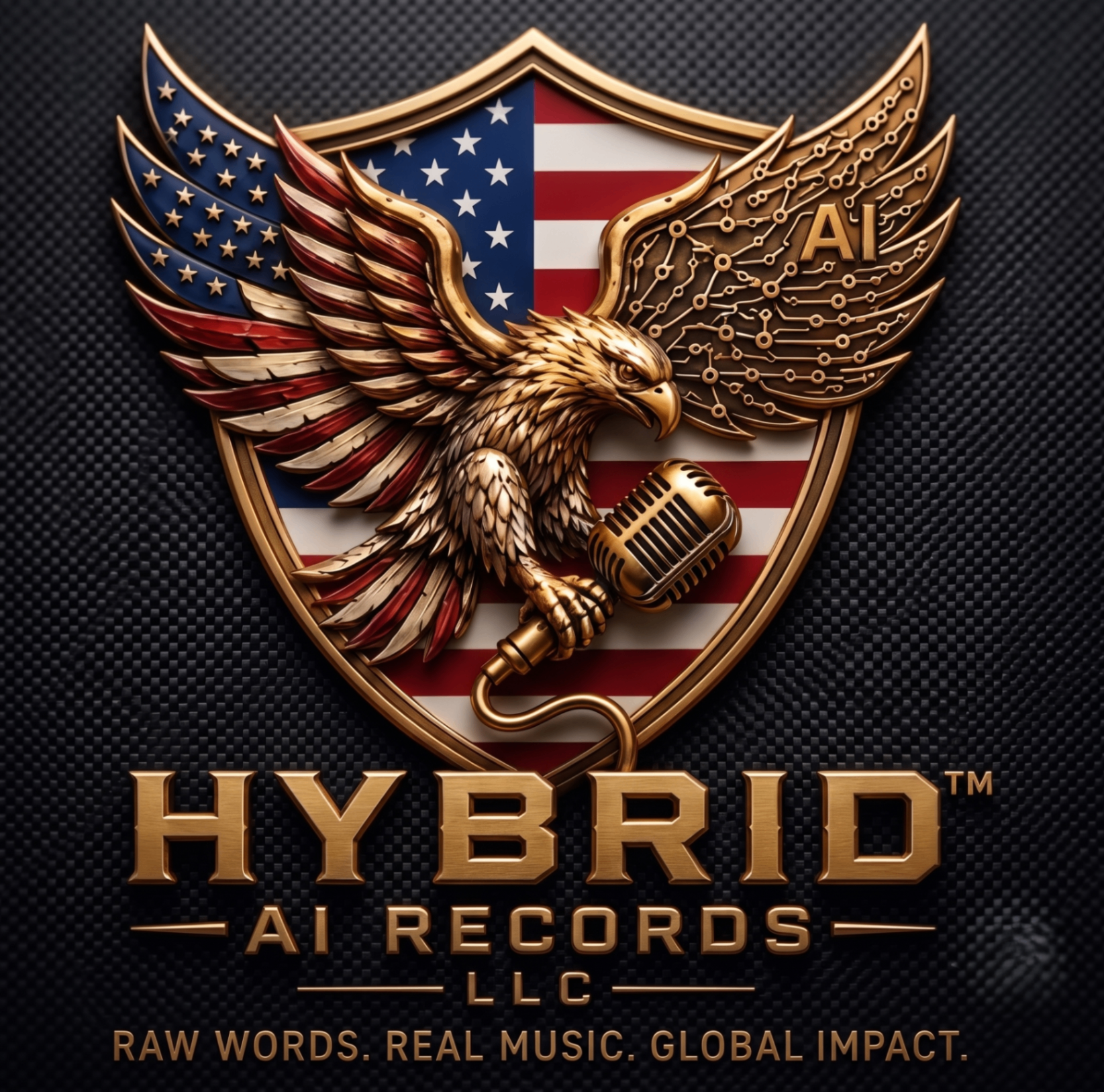 Hybrid AI Records podcast cover art — independent veteran-owned record label